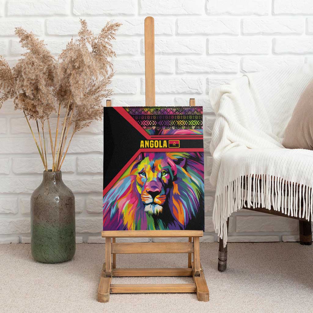 Angola Canvas Wall Art Multicolor Tribal Design and Vibrant Lion - African Pride