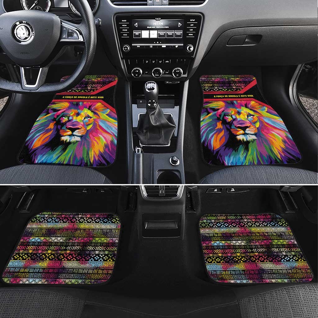 Angola Car Mats Multicolor Tribal Design and Vibrant Lion - African Pride