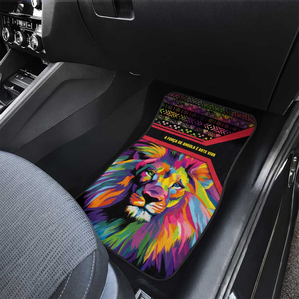 Angola Car Mats Multicolor Tribal Design and Vibrant Lion - African Pride
