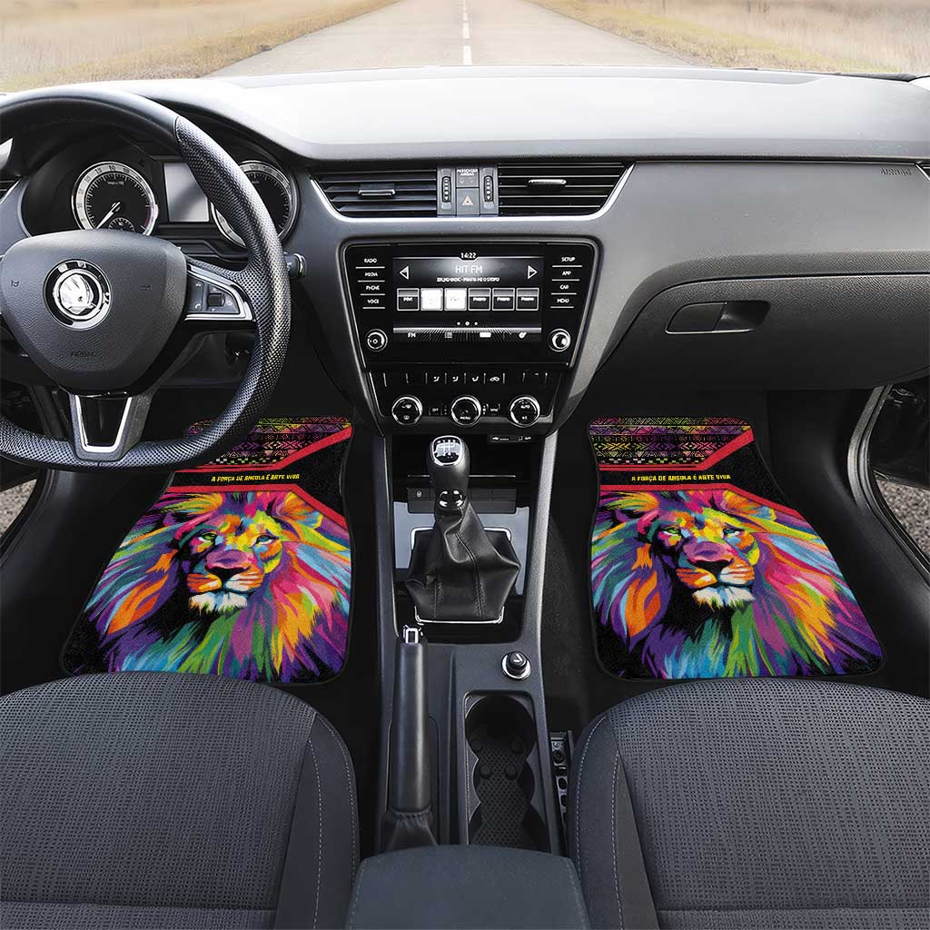 Angola Car Mats Multicolor Tribal Design and Vibrant Lion - African Pride