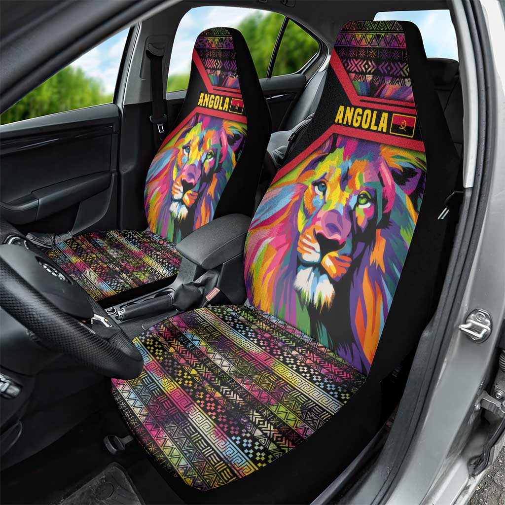 Angola Car Seat Cover Multicolor Tribal Design and Vibrant Lion - African Pride