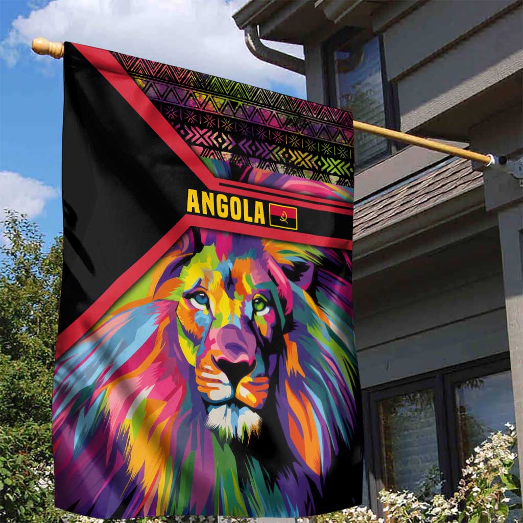 Angola Garden Flag Multicolor Tribal Design and Vibrant Lion - African Pride