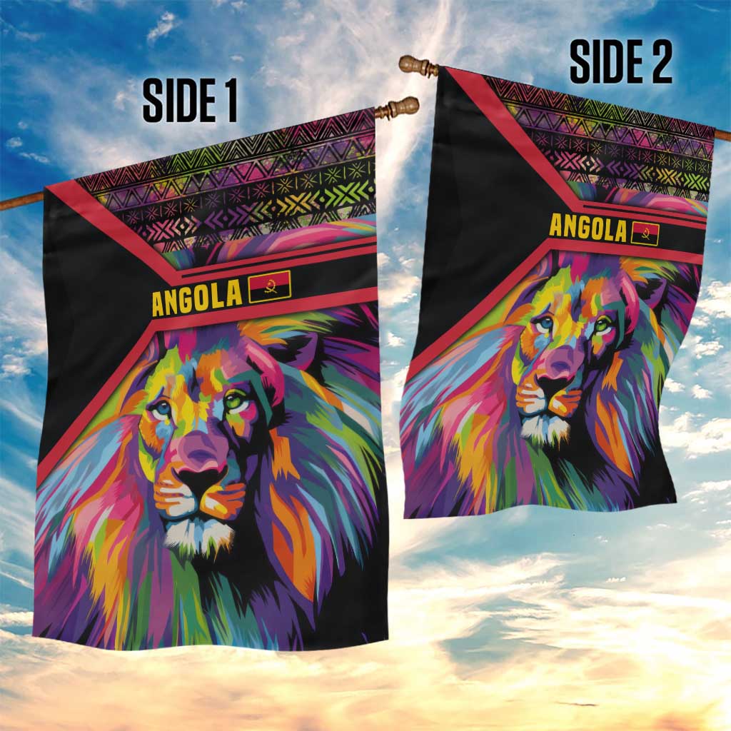 Angola Garden Flag Multicolor Tribal Design and Vibrant Lion - African Pride