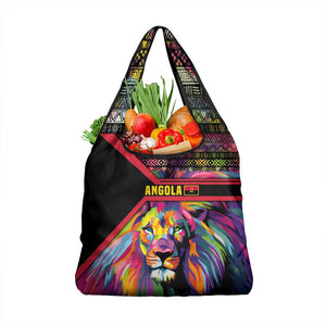 Angola Grocery Bag Multicolor Tribal Design and Vibrant Lion - African Pride
