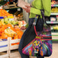 Angola Grocery Bag Multicolor Tribal Design and Vibrant Lion - African Pride
