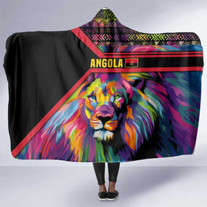 Angola Hooded Blanket Multicolor Tribal Design and Vibrant Lion - African Pride