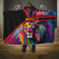 Angola Hooded Blanket Multicolor Tribal Design and Vibrant Lion - African Pride