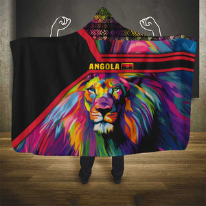 Angola Hooded Blanket Multicolor Tribal Design and Vibrant Lion - African Pride