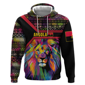 Angola Hoodie Multicolor Tribal Design and Vibrant Lion - African Pride
