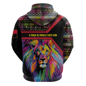 Angola Hoodie Multicolor Tribal Design and Vibrant Lion - African Pride
