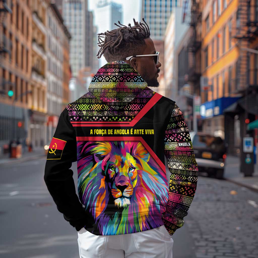 Angola Hoodie Multicolor Tribal Design and Vibrant Lion - African Pride