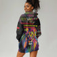 Angola Hoodie Dress Multicolor Tribal Design and Vibrant Lion - African Pride