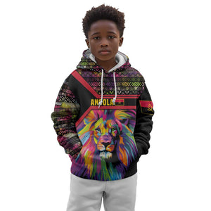 Angola Kid Hoodie Multicolor Tribal Design and Vibrant Lion - African Pride