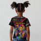 Angola Kid T shirt Multicolor Tribal Design and Vibrant Lion - African Pride