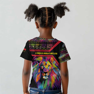 Angola Kid T shirt Multicolor Tribal Design and Vibrant Lion - African Pride