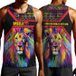 Angola Men Tank Top Multicolor Tribal Design and Vibrant Lion - African Pride