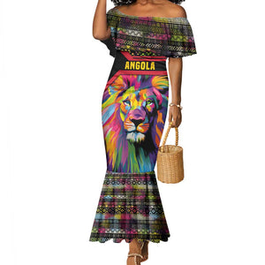 Angola Mermaid Dress Multicolor Tribal Design and Vibrant Lion - African Pride
