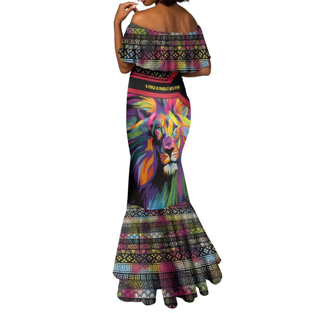 Angola Mermaid Dress Multicolor Tribal Design and Vibrant Lion - African Pride