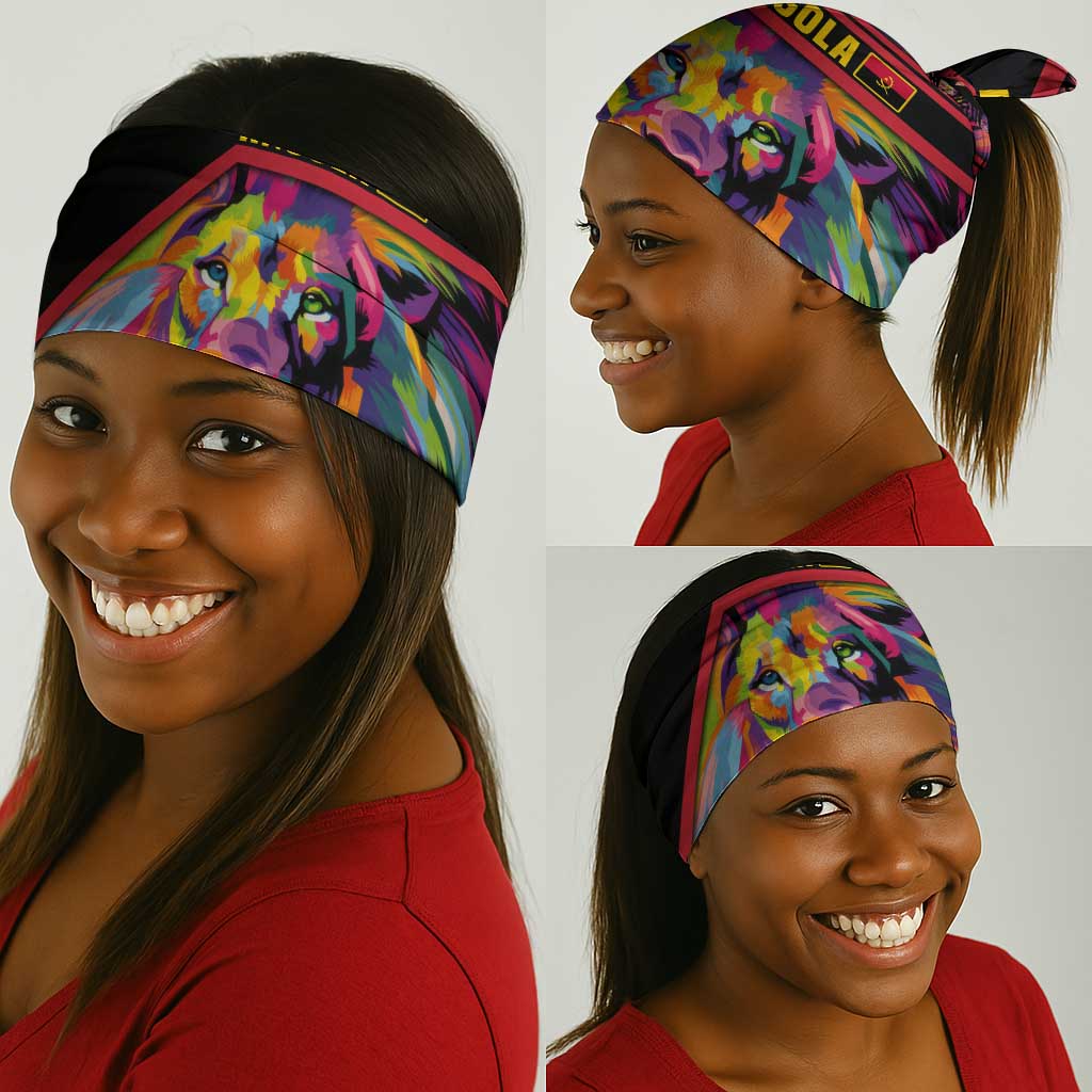 Angola Neck Gaiter Multicolor Tribal Design and Vibrant Lion - African Pride