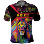 Angola Polo Shirt Multicolor Tribal Design and Vibrant Lion - African Pride
