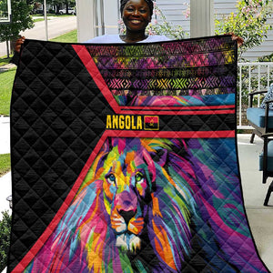 Angola Quilt Multicolor Tribal Design and Vibrant Lion - African Pride