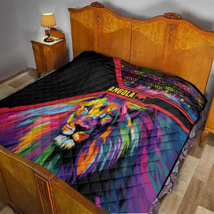 Angola Quilt Multicolor Tribal Design and Vibrant Lion - African Pride