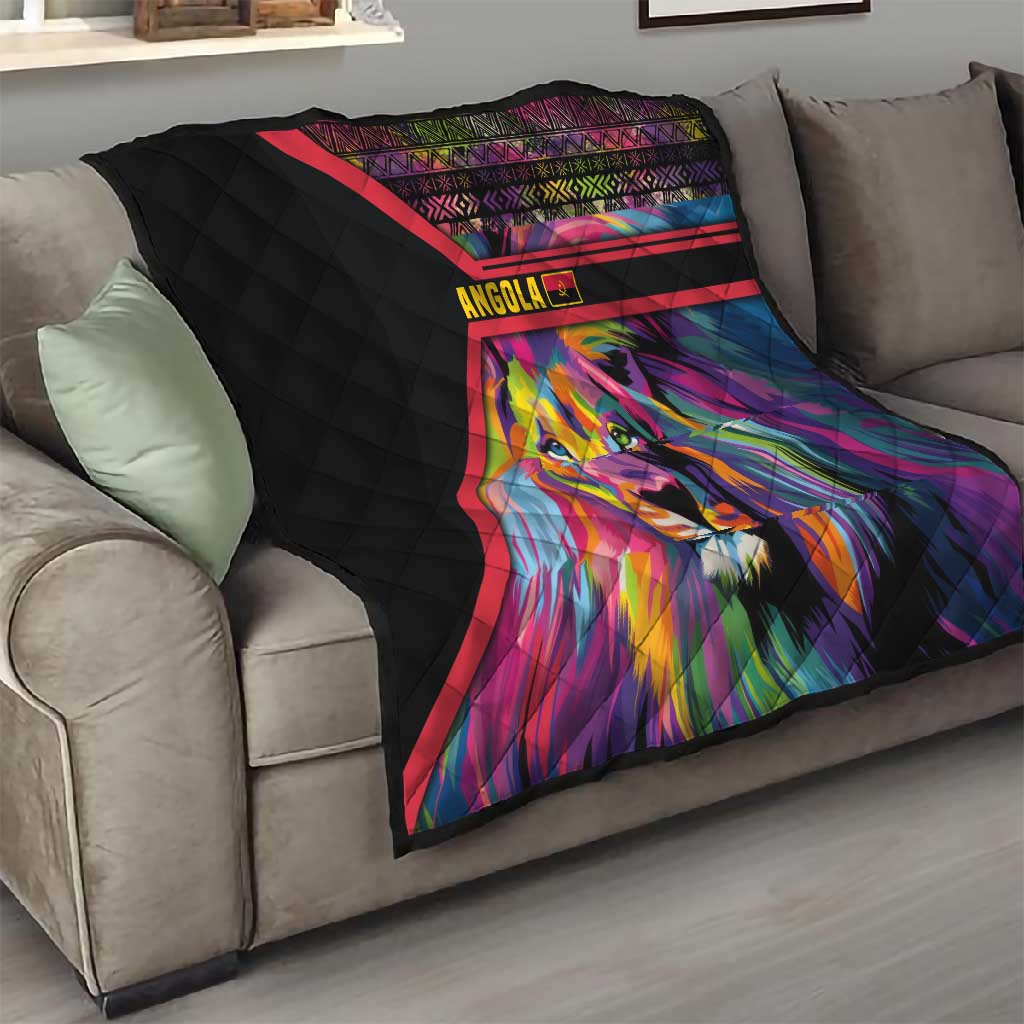 Angola Quilt Multicolor Tribal Design and Vibrant Lion - African Pride