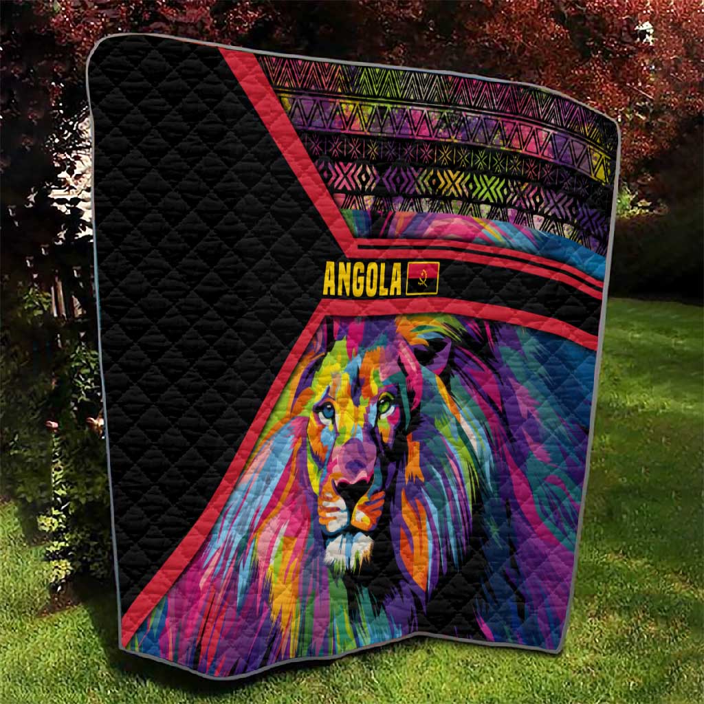 Angola Quilt Multicolor Tribal Design and Vibrant Lion - African Pride