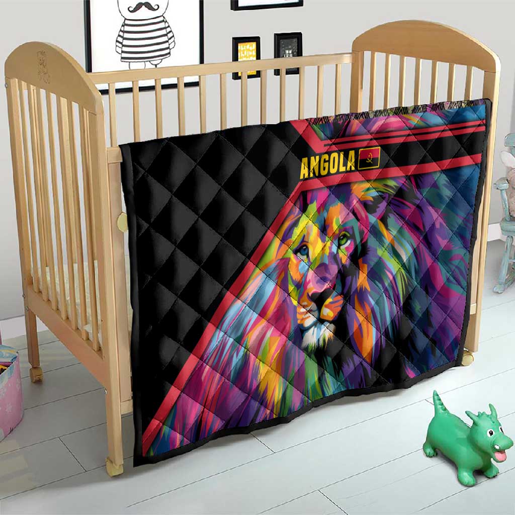 Angola Quilt Multicolor Tribal Design and Vibrant Lion - African Pride