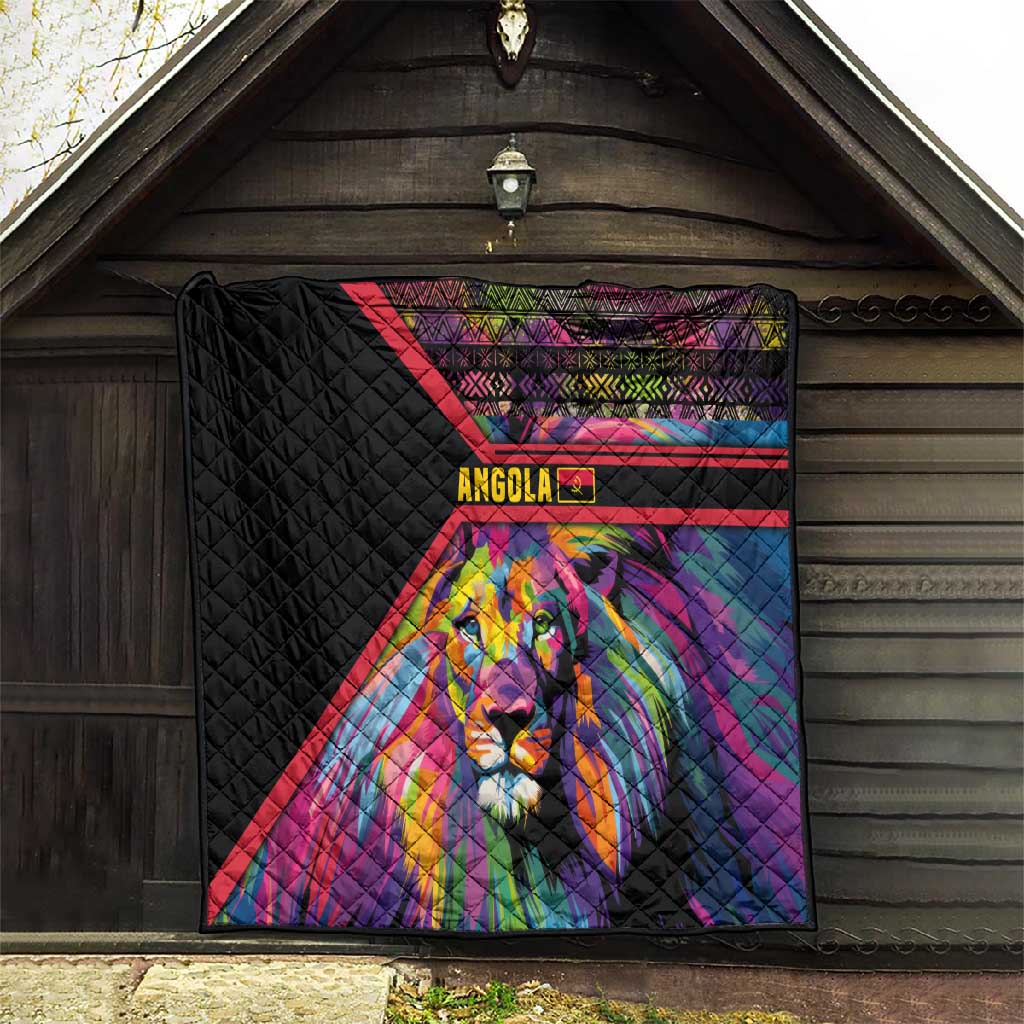 Angola Quilt Multicolor Tribal Design and Vibrant Lion - African Pride