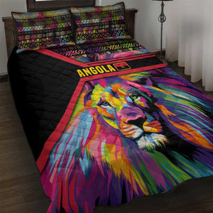 Angola Quilt Bed Set Multicolor Tribal Design and Vibrant Lion - African Pride