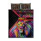 Angola Quilt Bed Set Multicolor Tribal Design and Vibrant Lion - African Pride