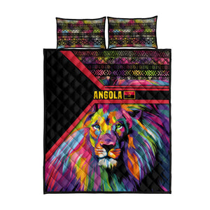 Angola Quilt Bed Set Multicolor Tribal Design and Vibrant Lion - African Pride