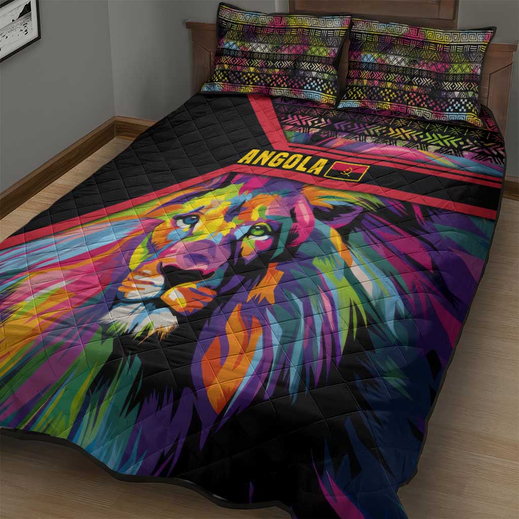Angola Quilt Bed Set Multicolor Tribal Design and Vibrant Lion - African Pride