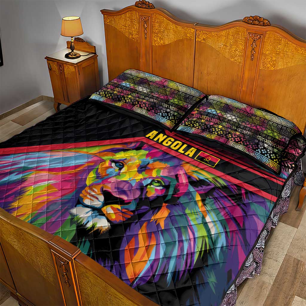 Angola Quilt Bed Set Multicolor Tribal Design and Vibrant Lion - African Pride