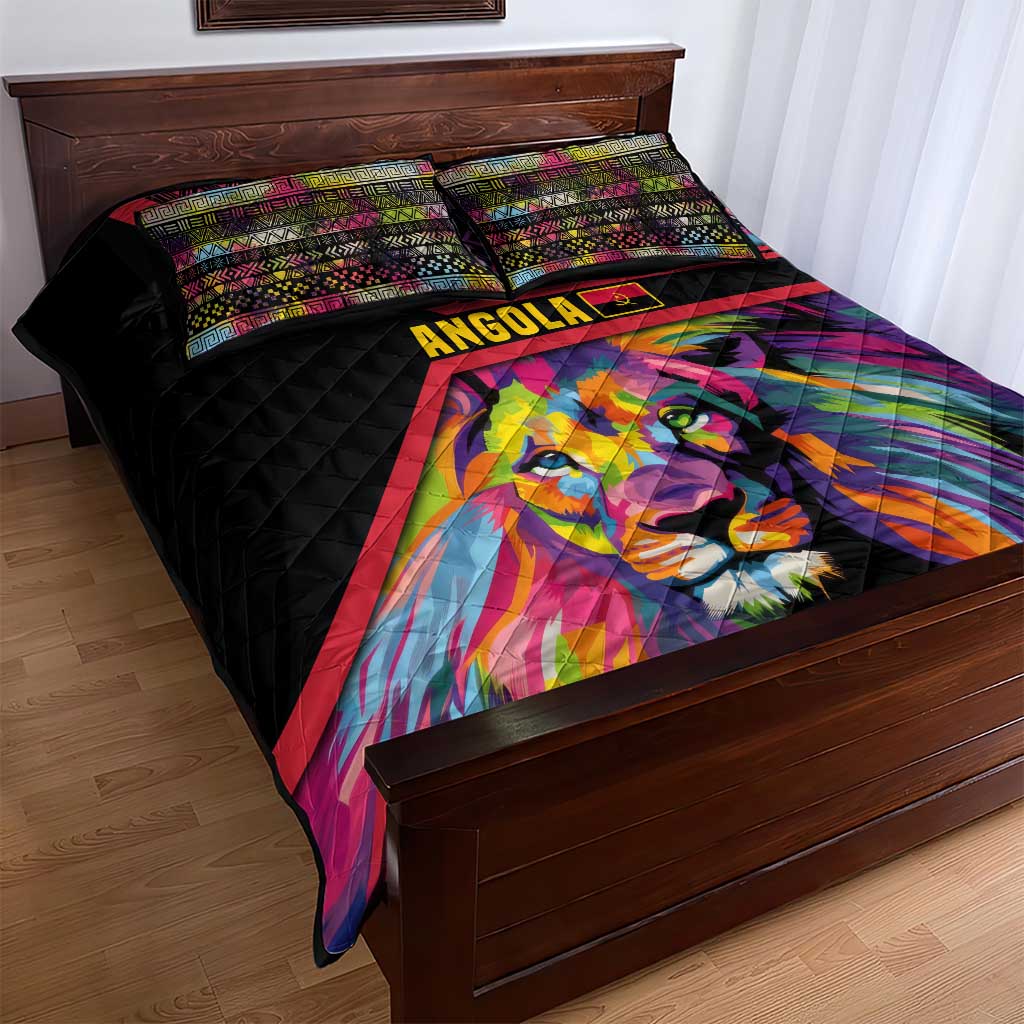 Angola Quilt Bed Set Multicolor Tribal Design and Vibrant Lion - African Pride