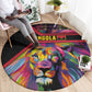 Angola Round Carpet Multicolor Tribal Design and Vibrant Lion - African Pride