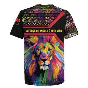 Angola Rugby Jersey Multicolor Tribal Design and Vibrant Lion - African Pride