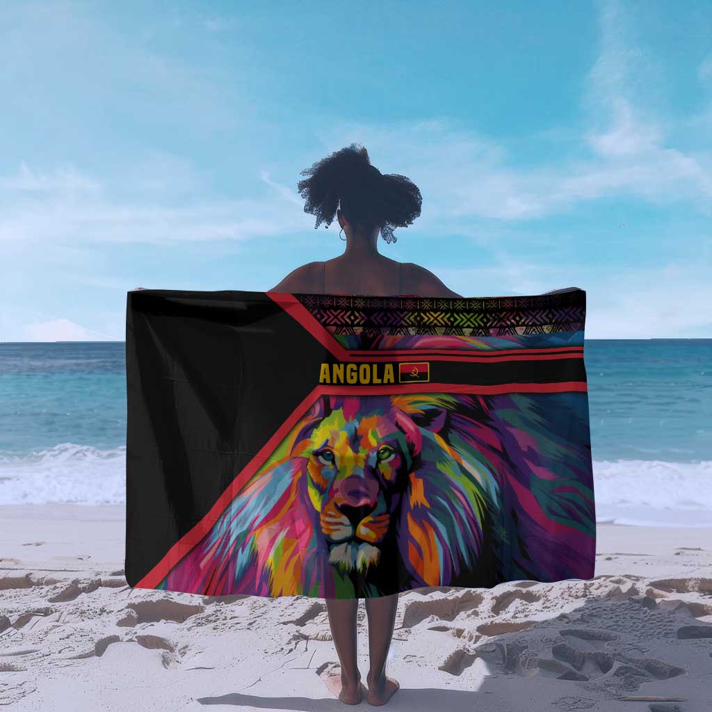 Angola Sarong Multicolor Tribal Design and Vibrant Lion - African Pride