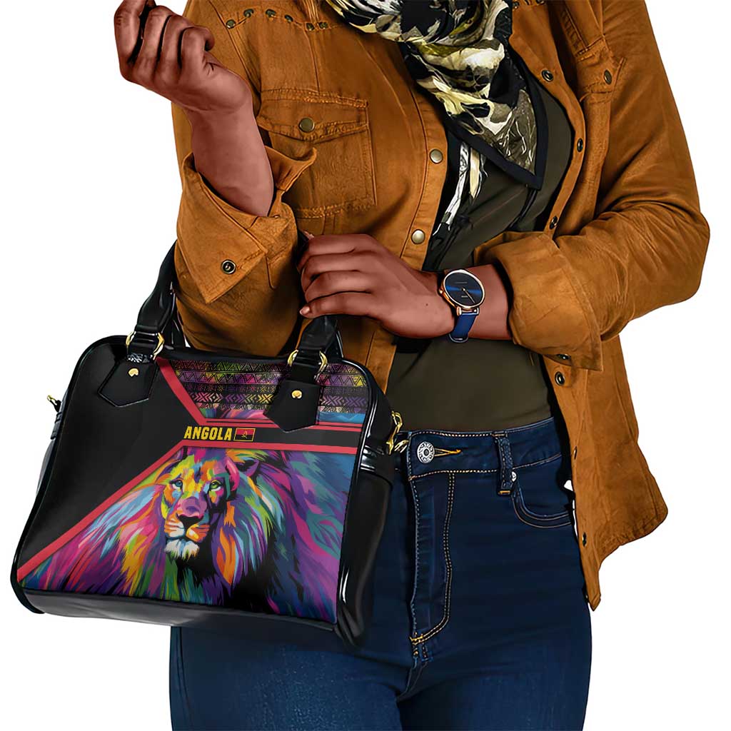 Angola Shoulder Handbag Multicolor Tribal Design and Vibrant Lion - African Pride