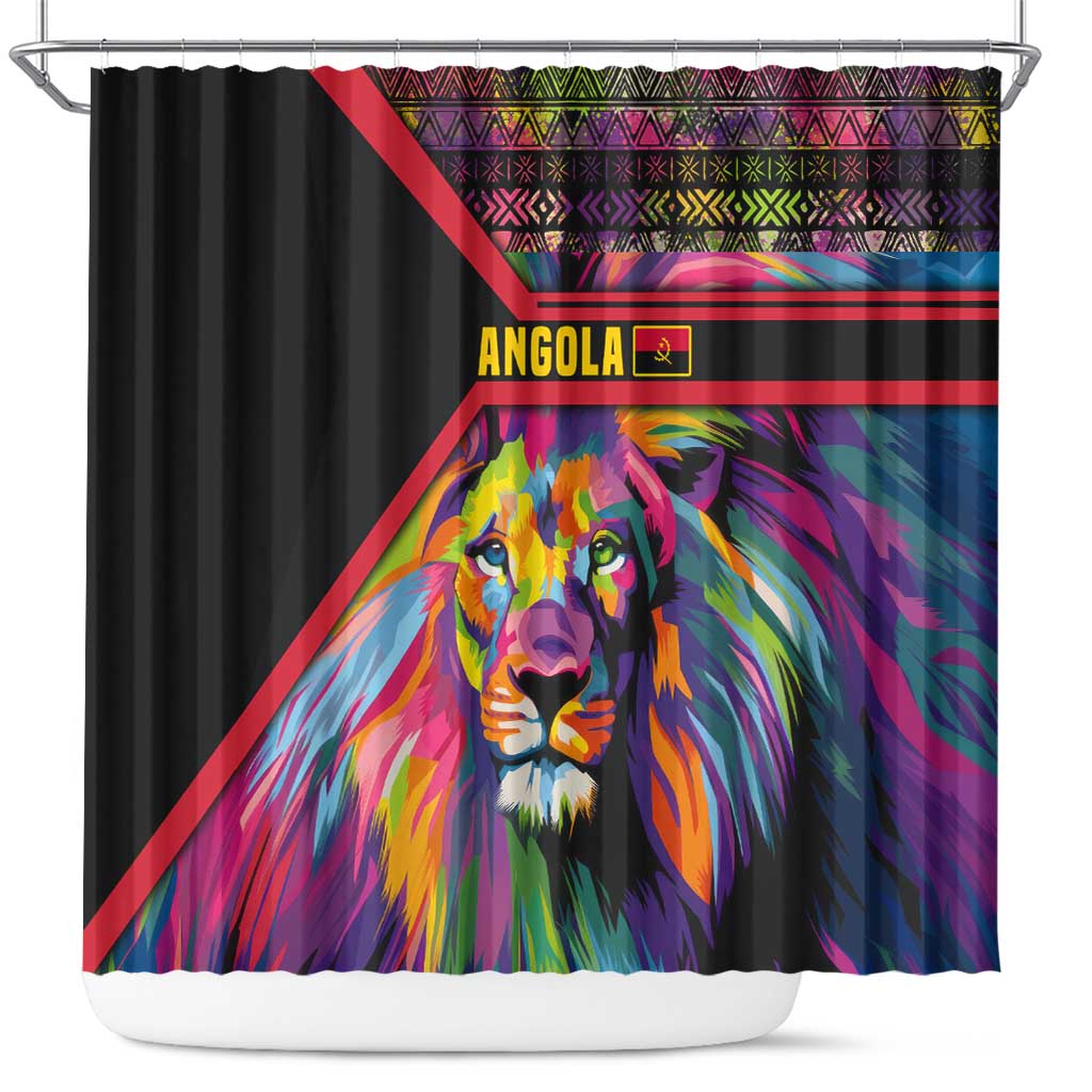 Angola Shower Curtain Multicolor Tribal Design and Vibrant Lion - African Pride