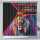 Angola Shower Curtain Multicolor Tribal Design and Vibrant Lion - African Pride