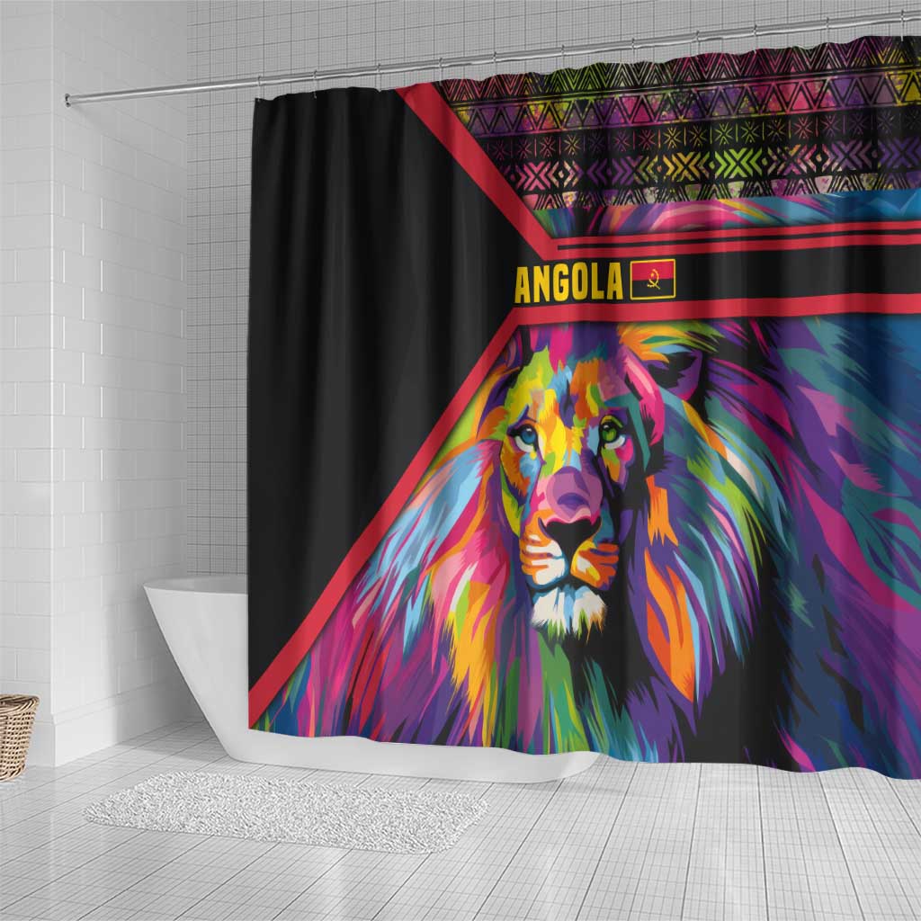 Angola Shower Curtain Multicolor Tribal Design and Vibrant Lion - African Pride