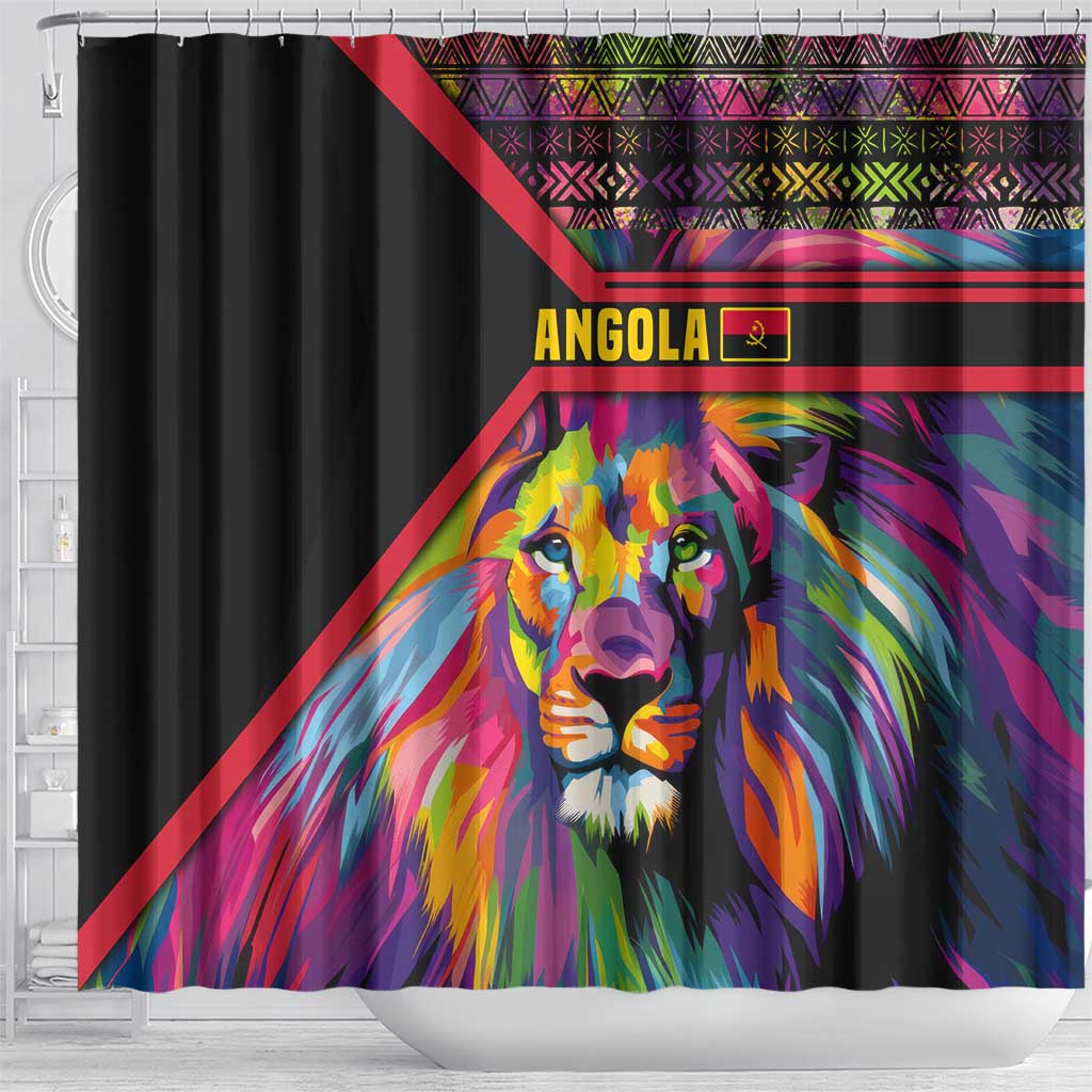 Angola Shower Curtain Multicolor Tribal Design and Vibrant Lion - African Pride