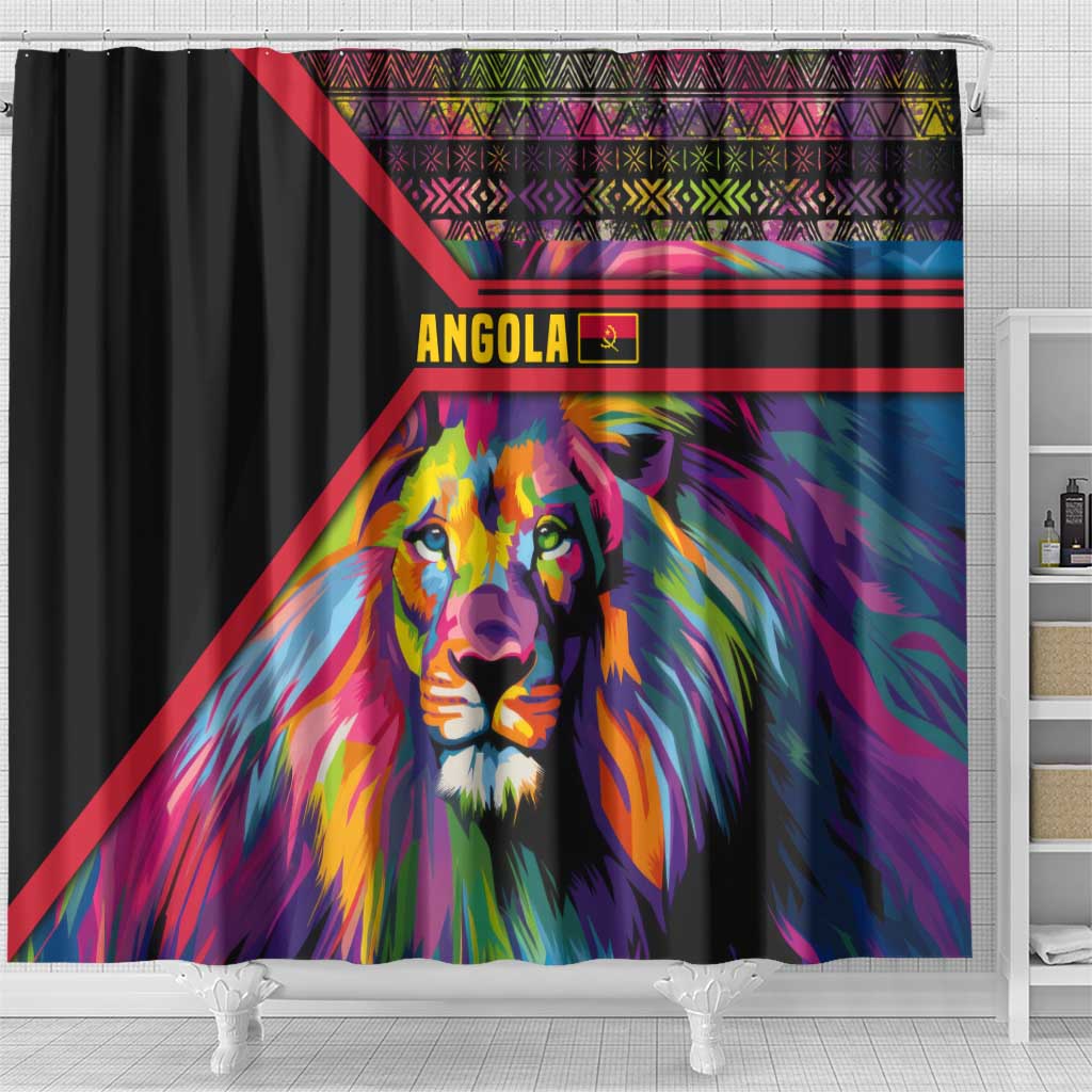 Angola Shower Curtain Multicolor Tribal Design and Vibrant Lion - African Pride