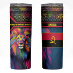 Angola Skinny Tumbler Multicolor Tribal Design and Vibrant Lion - African Pride