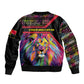 Angola Sleeve Zip Bomber Jacket Multicolor Tribal Design and Vibrant Lion - African Pride