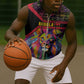Angola Sleeveless Zip Hoodie Multicolor Tribal Design and Vibrant Lion - African Pride
