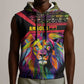 Angola Sleeveless Zip Hoodie Multicolor Tribal Design and Vibrant Lion - African Pride