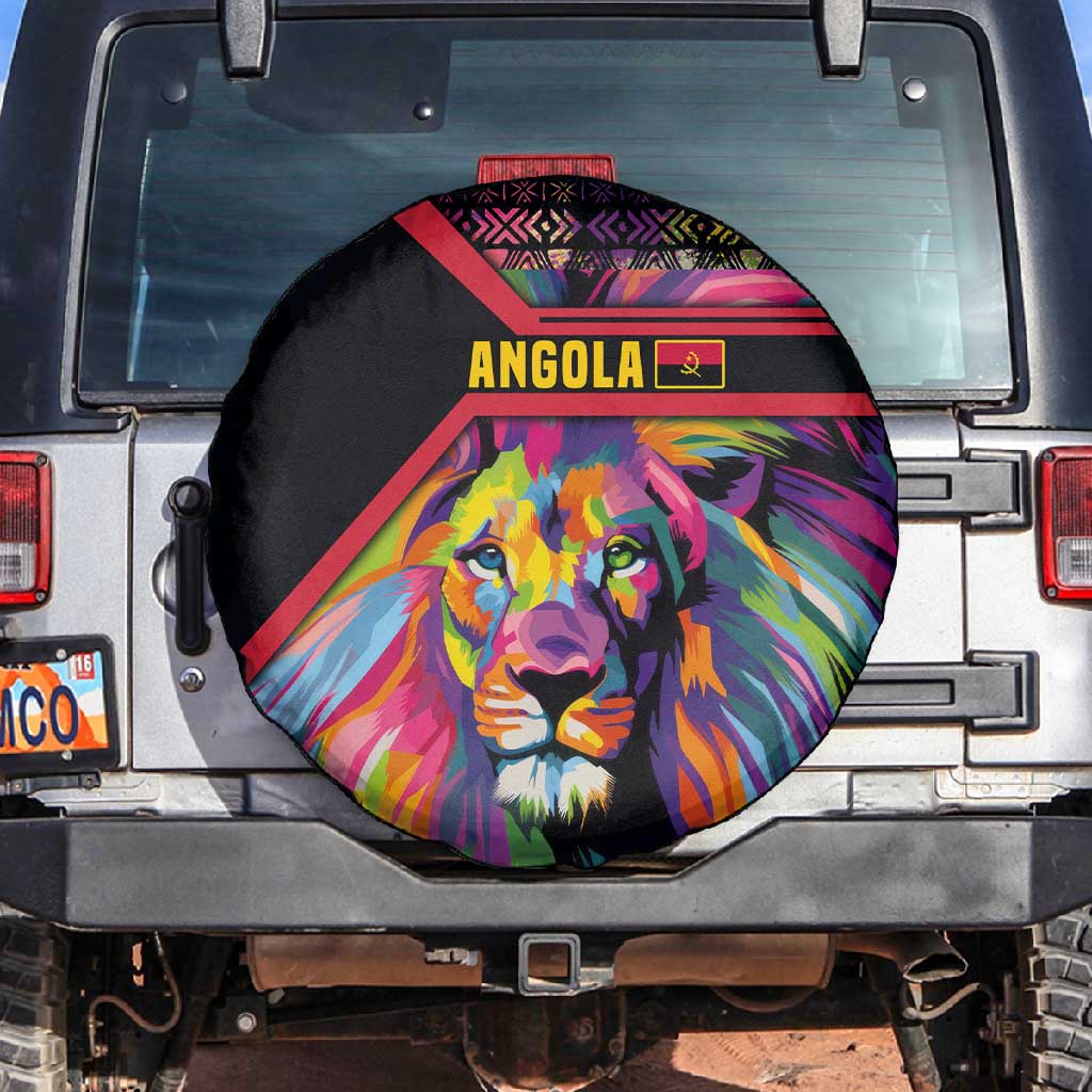 Angola Spare Tire Cover Multicolor Tribal Design and Vibrant Lion - African Pride